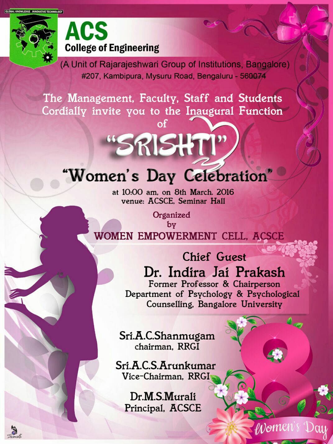SRISHTI (Women’s Day celebration) on 08/03/2016 ACSCE